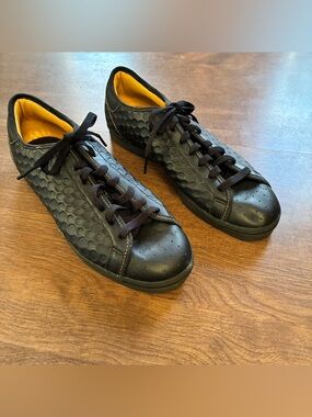 Adidas Original Black Allover Trefoil Pattern Sneakers 2008 Size 10.5 ART 670433